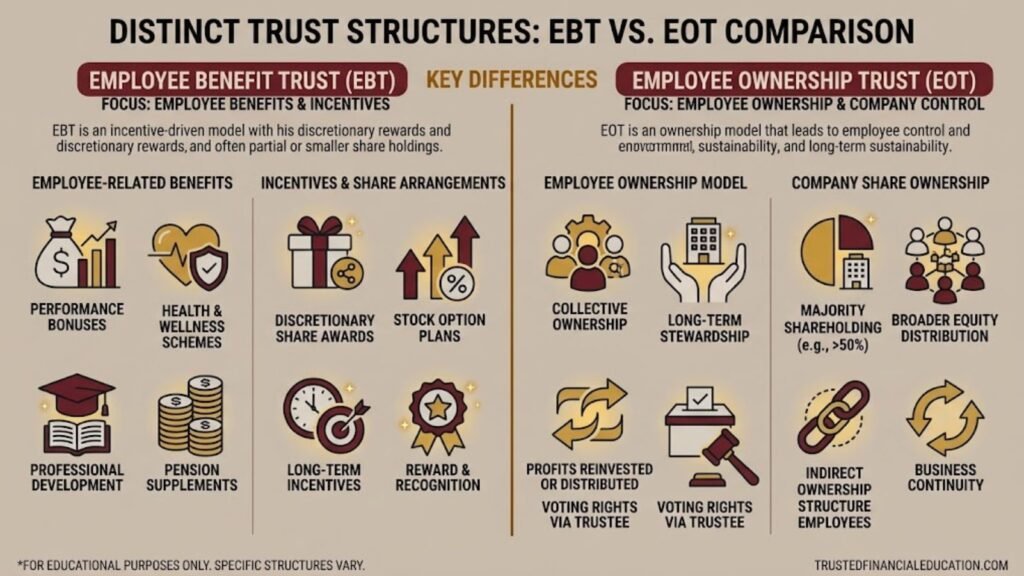 Comparison of employee benefit trust and employee ownership trust structures