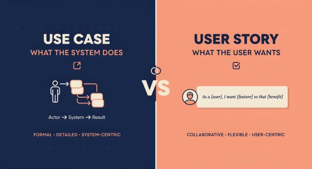 Comparison of use cases, user stories, and scenarios in software development